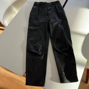 Altuzzara Sidney Crop Straight Leg Leather Pants (Black / Size 34)